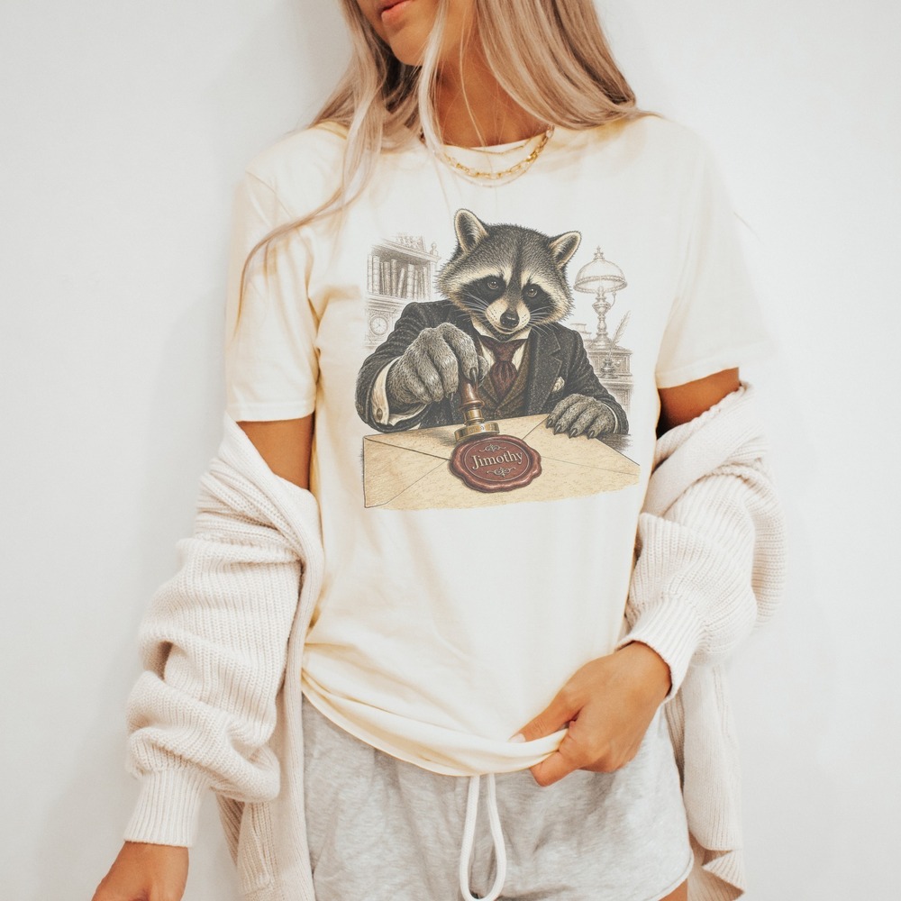 Jimothy the Dapper Raccoon Pressing His Wax Seal Tee